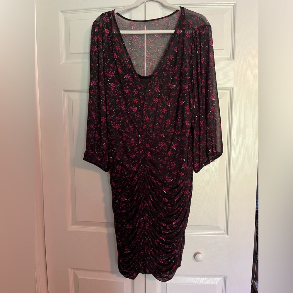 Torrid Bodycon 3/4 Sleeve Floral Dress, Size 3 (22/24)